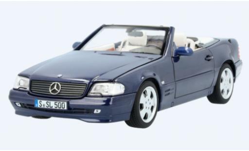 Modelauto Mercedes 500 Base SL (R129) metallic blauw 1998 avec Softtop et Hardtop 1/18 Norev