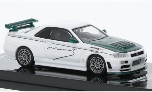Modelauto Nissan Skyline R34 GT-R () Nismo R-Tune Mines wit/groen fonc&Atilde;&copy; RHD 1/64 INNO64