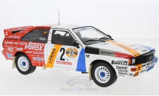 Modelauto Audi Quattro rallye No.2 Schmidt Motorsport Rally DM Hunsr&Atilde;&frac14;ck Rally 1984 H.Demuth/W.Lux 1/18 IXO