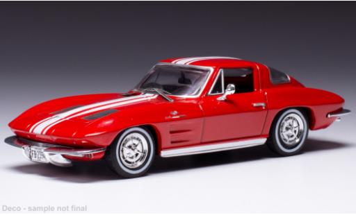 Modelauto Chevrolet Corvette Stingray rood/wit 1963 1/43 IXO