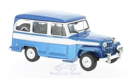 Modelauto Jeep Willys Station Wagon metallic blauw/wit 1960 1/43 IXO