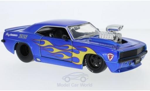 Modelauto Chevrolet Camaro Coupe metallic blauw/Dekor 1969 1/24 Jada Toys