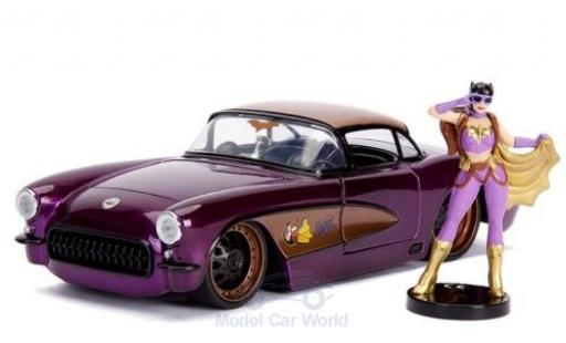 Modelauto Chevrolet Corvette Coupe C2 Batgirl 1957 met Figur DC Comics Bombss 1/24 Jada Toys