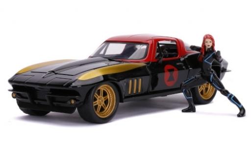 Modelauto Chevrolet Corvette tuning C2 Marvel Avengers - zwart Widow 1966 avec figurine 1/24 Jada Toys