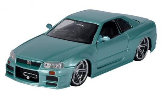 Modelauto Nissan Skyline R34 GT-R () metallic groen RHD Fast & Furious 2002 1/24 Jada Toys