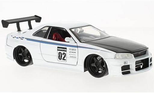 Modelauto Nissan Skyline R34 GT-R () wit/zwart 2002 1/24 Jada Toys