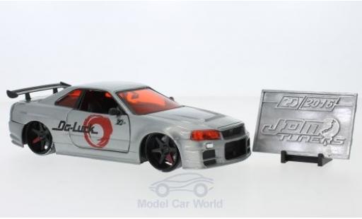 Modelauto Nissan Skyline R34 GTR () grijs RHD 2002 1/24 Jada Toys