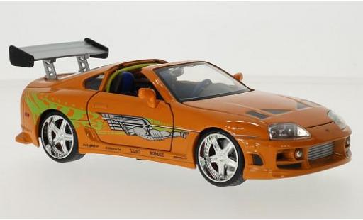 Modelauto Toyota Supra Fast & Furious oranje/Dekor Brians 1/24 Jada Toys
