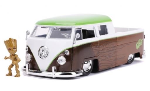 Modelauto Volkswagen T1 B Pickup bruin/wit Guardians of the Galaxy - Groot 1963 met Figur 1/24 Jada Toys