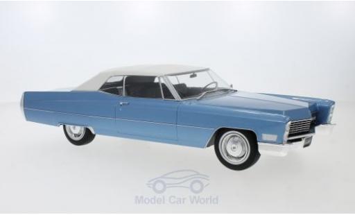 Modelauto Cadillac Deville Convertible Cabriolet metallic blauw/wit 1968 met Softtop 1/18 KK Scale