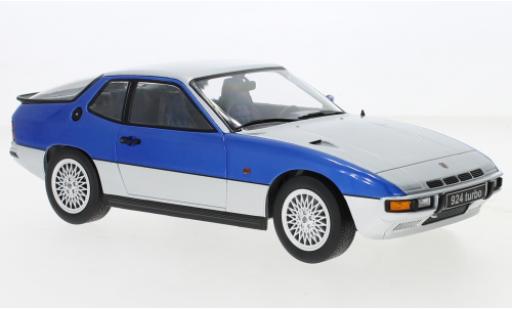 Modelauto Porsche 924 Turbo grijs/metallic blauw 1986 1/18 KK Scale