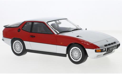 Modelauto Porsche 924 Turbo grijs/rood 1986 1/18 KK Scale