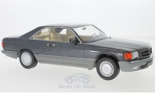 Modelauto Mercedes 560 Coupe SEC (C126) metallic antraciet 1985 1/18 KK Scale
