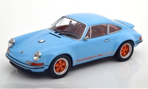 Modelauto Porsche 911 Base Singer blauw/Dekor 1/18 KK Scale