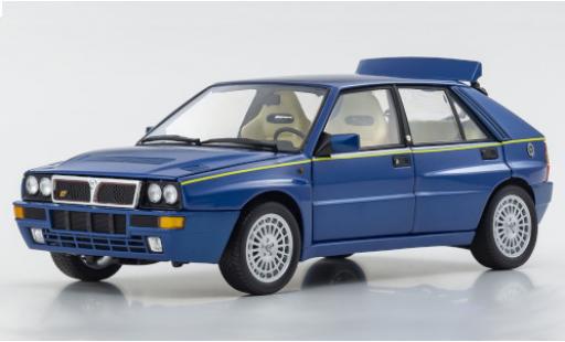 Modelauto Lancia Delta HF Integrale metallic blauw/geel 1/18 Kyosho