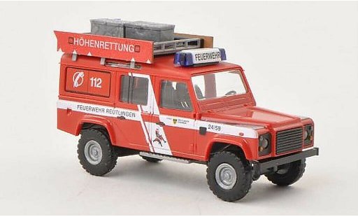Land Rover Defender Base 1/87 Busch Hohenrettung Brandweer Reutlingen modelauto