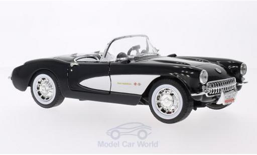 Modelauto Chevrolet Corvette Convertible zwart/wit 1957 1/18 Lucky Die Cast