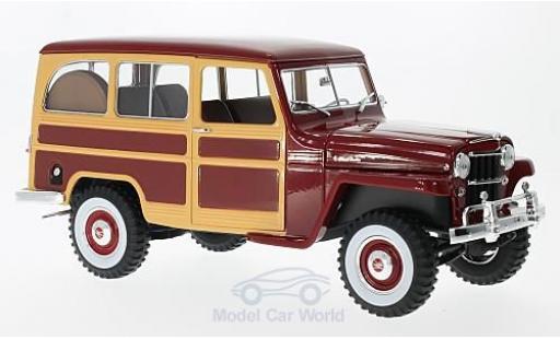 Modelauto Jeep Willys Station Wagon rood/Holzoptik 1955 1/18 Lucky Die Cast