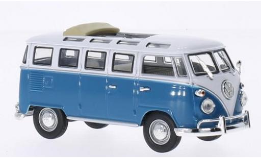 Modelauto Volkswagen T1 B Samba vouwdak ge&Atilde;&para;ffnet blauw/wit 1962 1/43 Lucky Die Cast