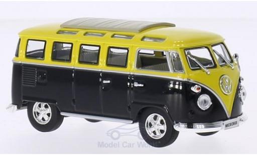 Modelauto Volkswagen T1 B Samba zwart/geel 1962 vouwdak gesloten met Chromsto&Atilde;�stangen en -felgen 1/43 Lucky Die Cast