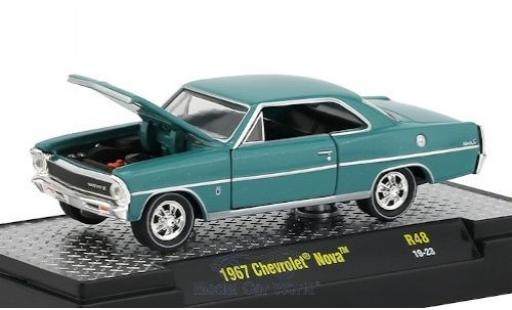 Modelauto Chevrolet Nova Coupe blauw 1967 1/64 M2 Machines