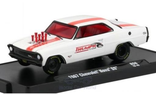 Modelauto Chevrolet Nova SS mat-wit/rood 1967 1/64 M2 Machines