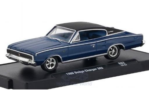 Modelauto Dodge Charger Coupe 383 metallic blauw/mat-zwart 1966 1/64 M2 Machines