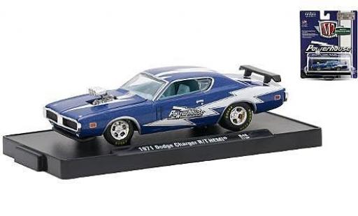 Modelauto Dodge Charger R/T HEMI metallic blauw/wit Powerhouse 1971 1/64 M2 Machines