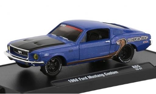 Modelauto Ford Mustang Tuning Custom metallic blauw/mat-zwart Perfomance 1968 1/64 M2 Machines