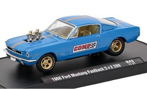 Modelauto Ford Mustang Fastback 2 + 2 289 metallic blauw Comp Cams 1966 voiture-Drivers Release 43 sans Vitrine 1/64 M2 Machines
