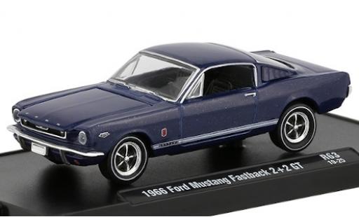 Modelauto Ford Mustang Fastback 2+2 GT metallic blauw 1966 1/64 M2 Machines