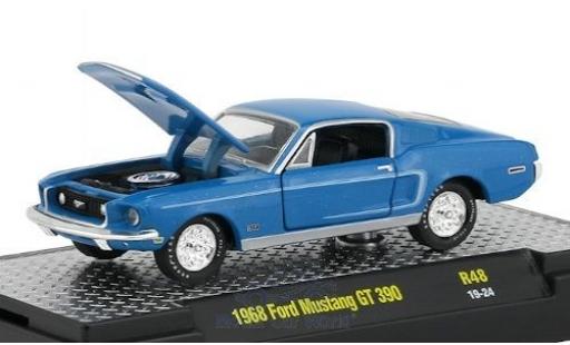 Modelauto Ford Mustang GT 390 blauw/wit 1968 1/64 M2 Machines
