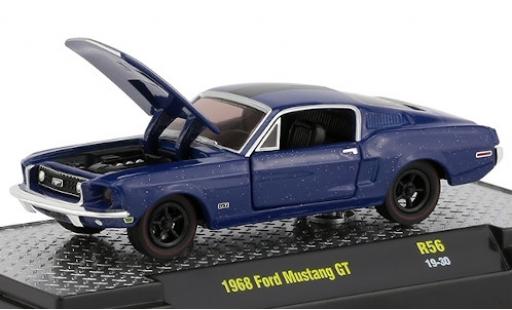 Modelauto Ford Mustang GT metallic blauw/mat-zwart 1968 1/64 M2 Machines