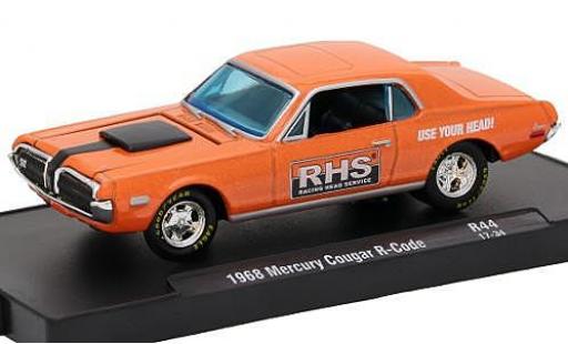 Modelauto Mercury Cougar R-Code metallic oranje Racing Head Service (RHS) 1968 voiture-Drivers Release 44 sans Vitrine 1/64 M2 Machines