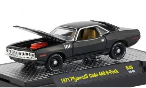 Modelauto Plymouth Cuda 1971 440 6-Pack zwart 1/64 M2 Machines