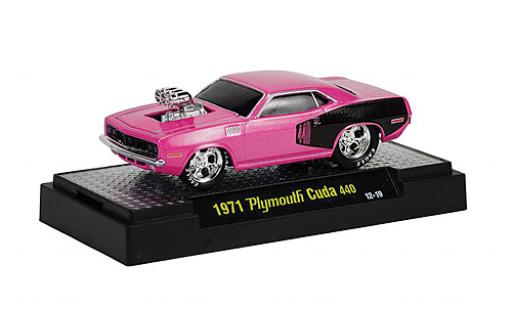 Modelauto Plymouth Cuda 1971 440 Tuning lila/zwart Ground Pounders 1/64 M2 Machines