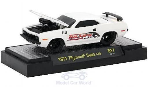 Modelauto Plymouth Cuda 1971 440 wit Thumpr Cams 1/64 M2 Machines