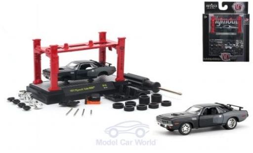 Modelauto Plymouth Cuda 1971 HEMI metallic zwart/grijs Model-Kit Bausatz inklusive 4 Ersatzr&Atilde;&curren;dern 1/64 M2 Machines