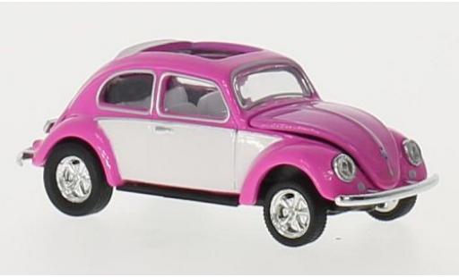 Modelauto Volkswagen Beetle Base Deluxe roze/wit U.S.A.Model 1953 ougroen toit 1/64 M2 Machines