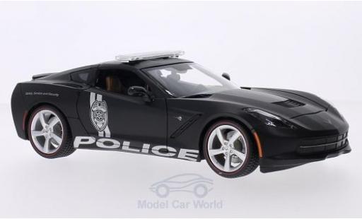 Modelauto Chevrolet Corvette Stingray (C7) mat-zwart Politie 2014 1/18 Maisto