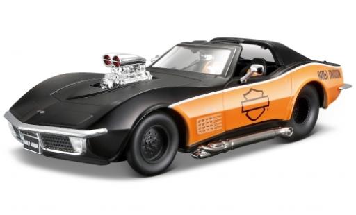Modelauto Chevrolet Corvette Coupe mat-zwart/oranje Harley-Davidson 1970 1/24 Maisto