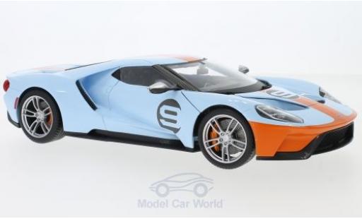 Modelauto Ford GT Berlinetta blauw/oranje 2017 1/18 Maisto