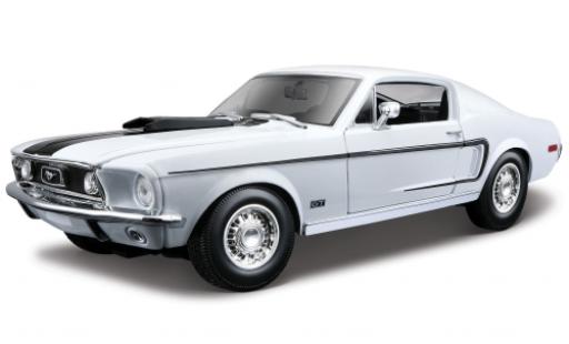 Modelauto Ford Mustang Cobra Jet metallic blauw/zwart 1968 1/18 Maisto