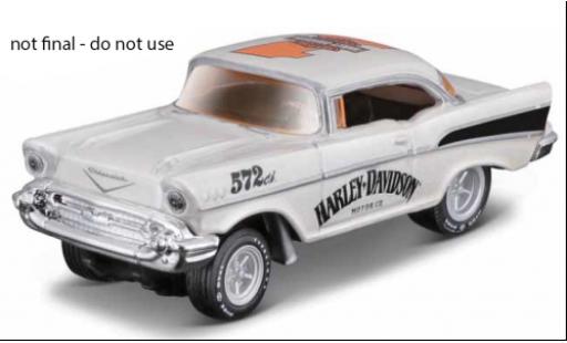Modelauto Chevrolet Bel Air Coupe wit/zwart Harley-Davidson 1957 1/64 Maisto