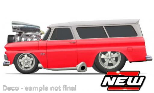 Modelauto Chevrolet Suburban suv rood/wit 1966 1/64 Maisto