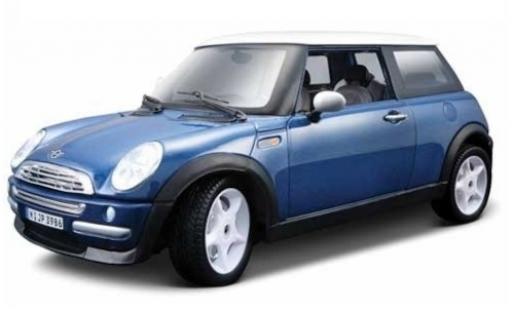 Modelauto Mini Cooper Base metallic blauw/wit 1/24 Maisto
