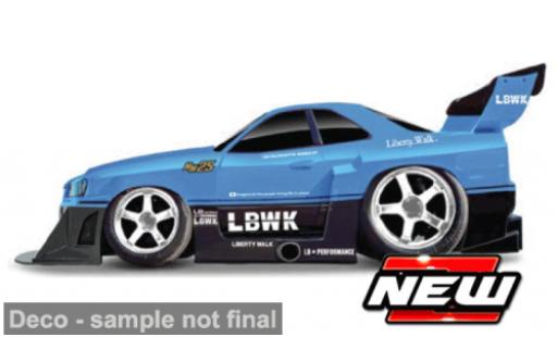 Modelauto Nissan Skyline R34 GT-R () Liberty Walk blauw/zwart 1999 1/64 Maisto