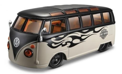Modelauto Volkswagen T1 Base Samba zwart/beige Harley Davidson l'&Atilde;&copy;ce 1/24 Maisto