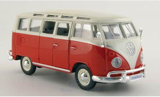 Modelauto Volkswagen T1 Base Sambabus rood/wit Ma&Atilde;�stab 1/24 Maisto