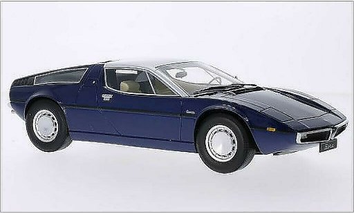 Maserati Bora Base 1/18 Minichamps metallic blauw/grijs 1970 modelauto